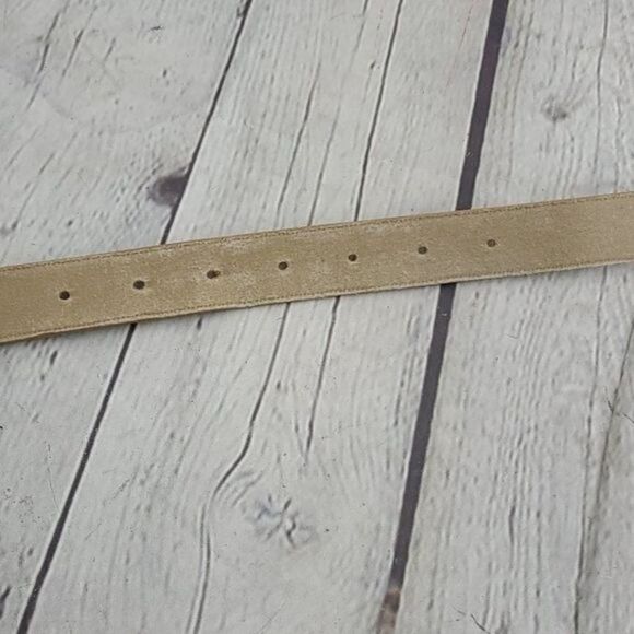 Vintage Tan Skinny Ostrich Print Classic Minimalist Belt - Picture 9 of 10